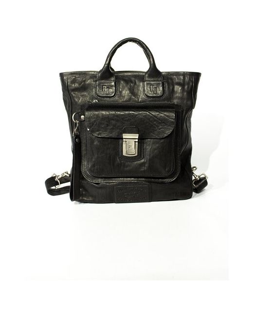 Bruno Bartello сумка деловая со съёмной барсеткой кожаная рюкзак S-0006 черная Италия