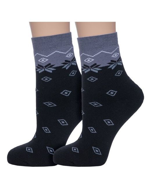 Брестские Комплект из 2 пар женских махровых носков БЧК рис. 041 черные размер 23