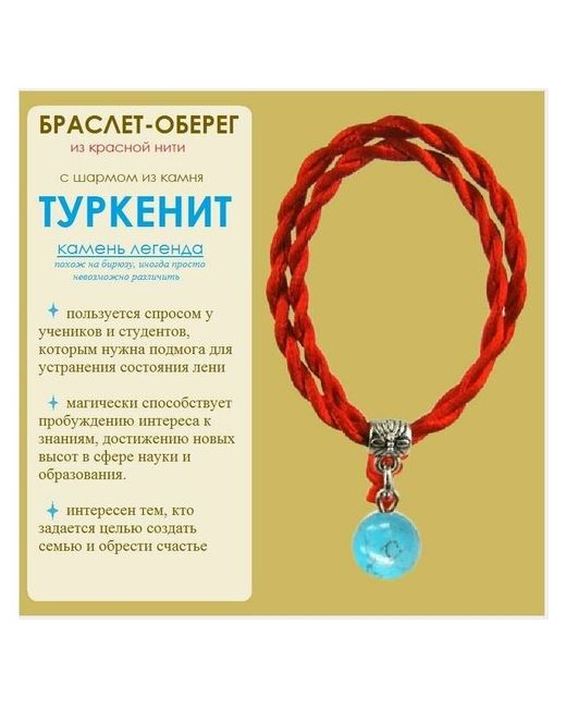 cocosmarket Фенечка-браслет оберег с камнем Туркенит пробуждает интерес к знаниям 8мм серебро