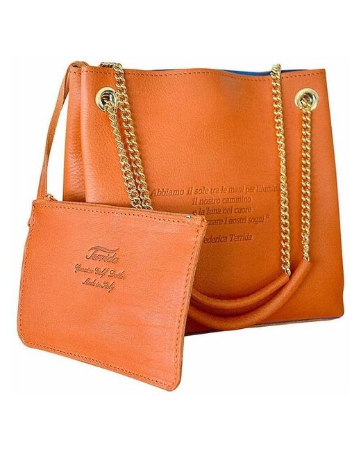 Terrida Кожаная итальянская сумка оранжевая 981010