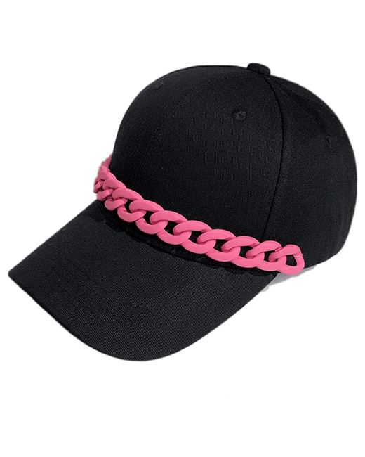 Wasabi Trend Бейсболка кепка 021 летняя декор цепь черный/розовый