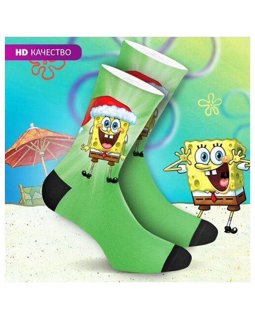 mimisocks Новогодние носки с принтом Губка Боб Новый Год Спанч Sponge Bob