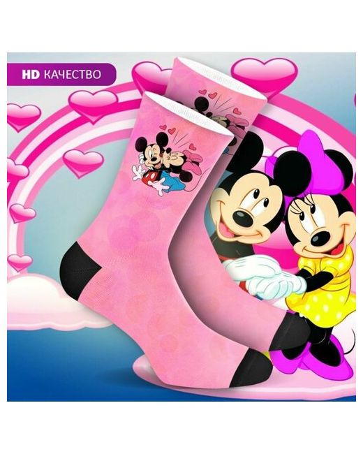 mimisocks Носки с принтом Микки и Минни Маус Mickey and Minney Mouse День святого валентина 14 февраля