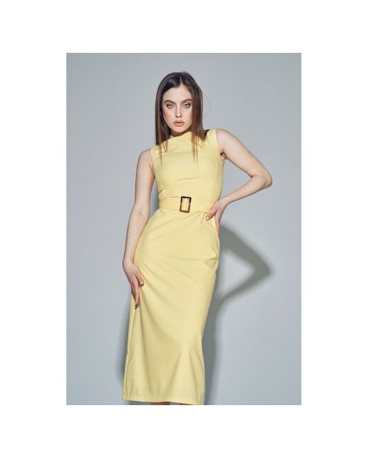 Loudly Лимонное платье-футляр с поясом 42