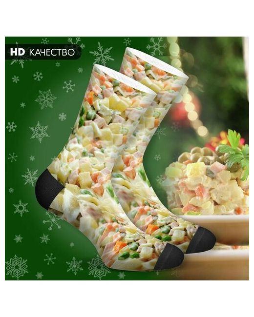 mimisocks Новогодние носки с принтом Новый Год салат оливье