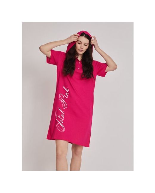 Zolla Платье-футболка из льна с капюшоном Фуксия размер XS