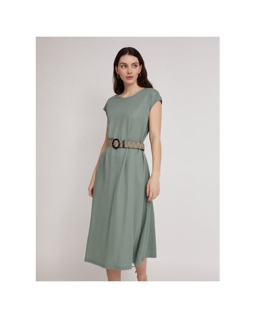 Zolla Платье-футболка с плетёным ремнём Светло-зеленый размер L