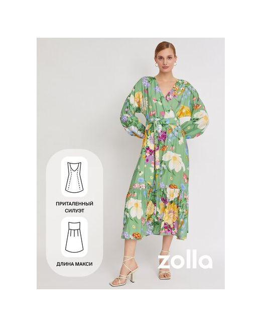 Zolla Платье длины макси с вырезом на запах Светло-зеленый размер M