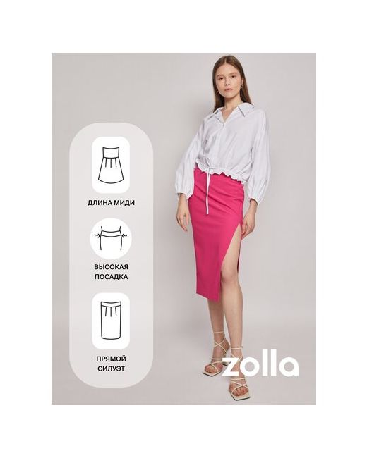 Zolla Трикотажная юбка длины миди с разрезом Фуксия размер M