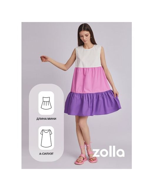 Zolla Ярусное платье из хлопка в стиле колорблок Мультицвет размер XS