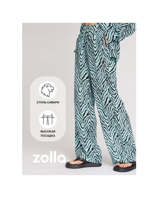 Zolla Широкие прямые брюки на резинке с узором в полоску размер M