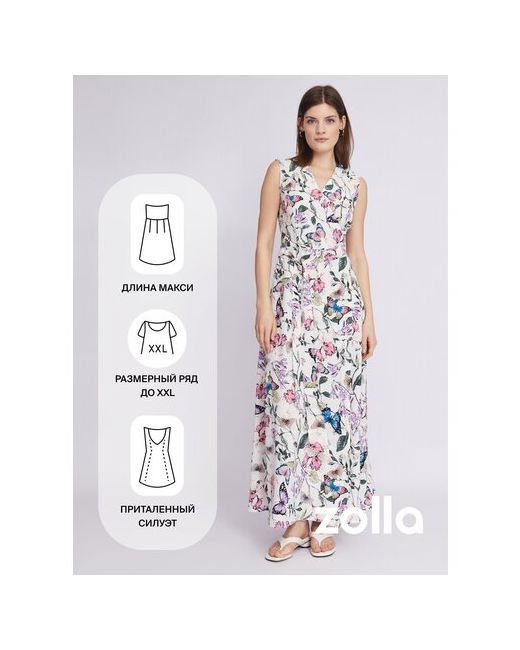 Zolla Платье длины макси без рукавов с запахом Молоко размер XS