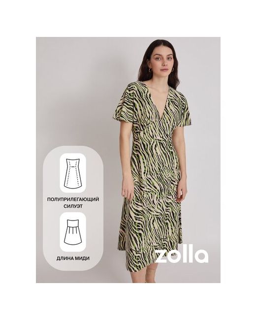 Zolla Платье длины миди с вырезом Молоко размер S
