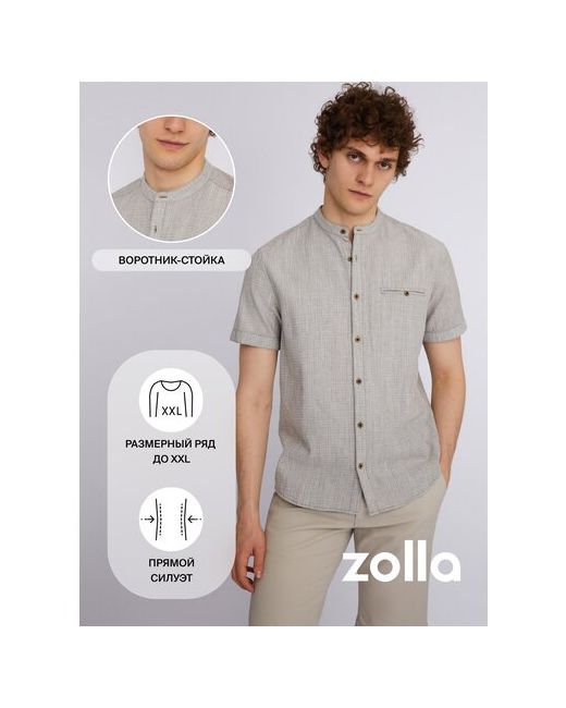 Zolla Рубашка из хлопка с воротником-стойкой размер M