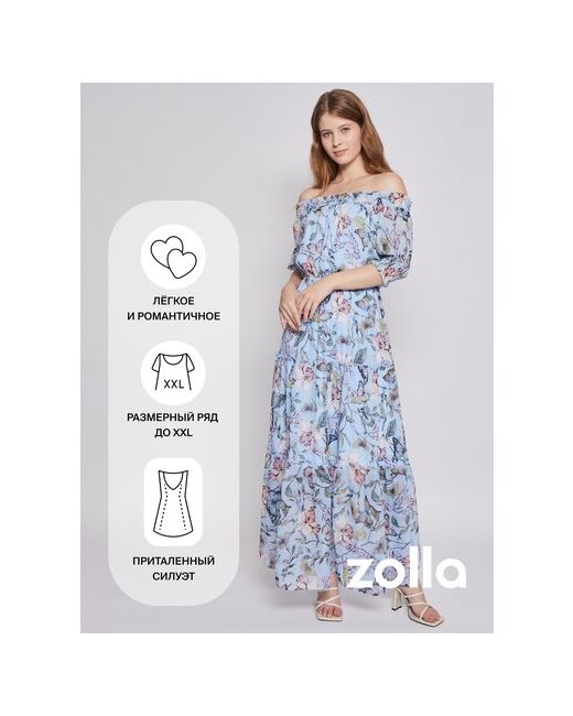 Zolla Шифоновое платье длины макси с открытыми плечами Светло размер S