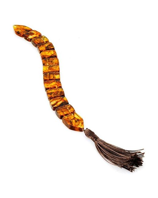 AmberHandMade Перекидные чётки змейка из натурального балтийского янтаря с кистью