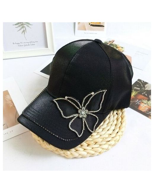 Wasabi Trend Бейсболка кепка 018 летняя блестящая с бабочкой черная