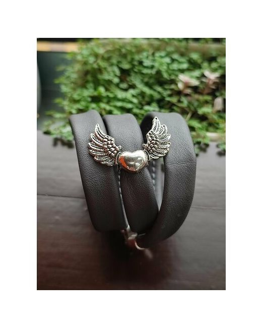 Goch браслет из натуральной кожи/браслет на три оборота/браслет плетеный кожаный сердце с крыльями/счастье/браслет авторские