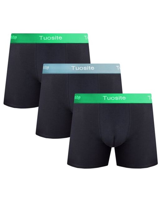 Tuosite Трусы-боксеры комплект из 3-х Черные резинка голубаязеленаяголубая TSS820-2-XXL