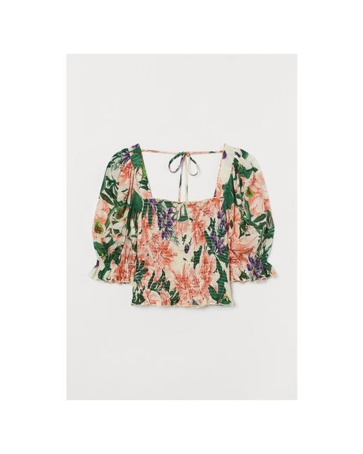 H & M Блузка жен Кремовый/Крупные цветы размер L
