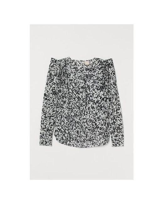 H & M Блузка жен Кремовый/черный с рисунком размер 32