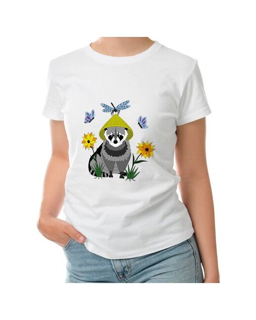 Roly Женская футболка Енот в шляпе енот на отдыхе 2XL