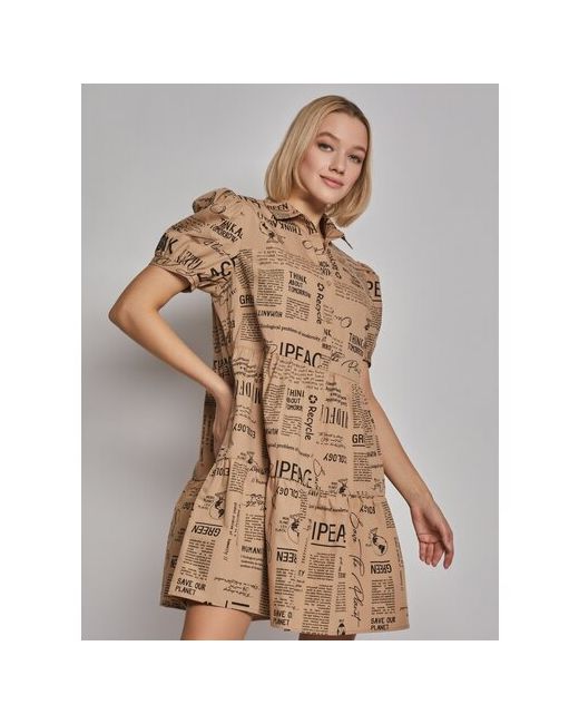 Zolla Ярусное платье-рубашка длины мини с принтом размер XXL