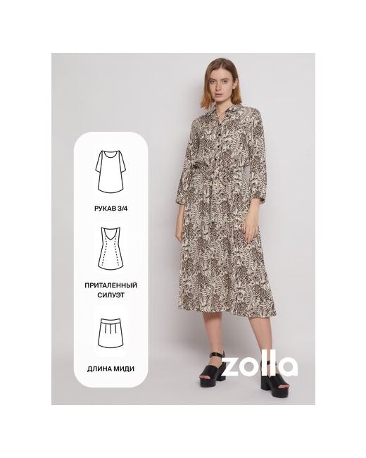 Zolla Платье-рубашка на кулиске Молоко размер XS
