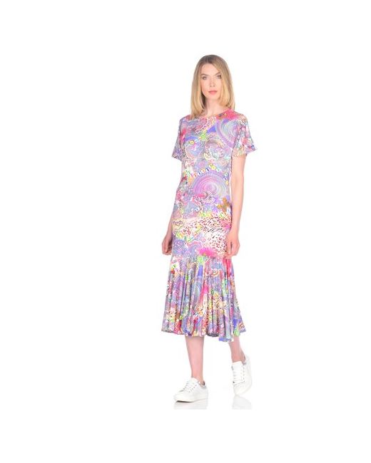 MadaM-T Платье Сасса МадаМ Т яркое с цветочным принтом Сиреневого цвета 60 размера