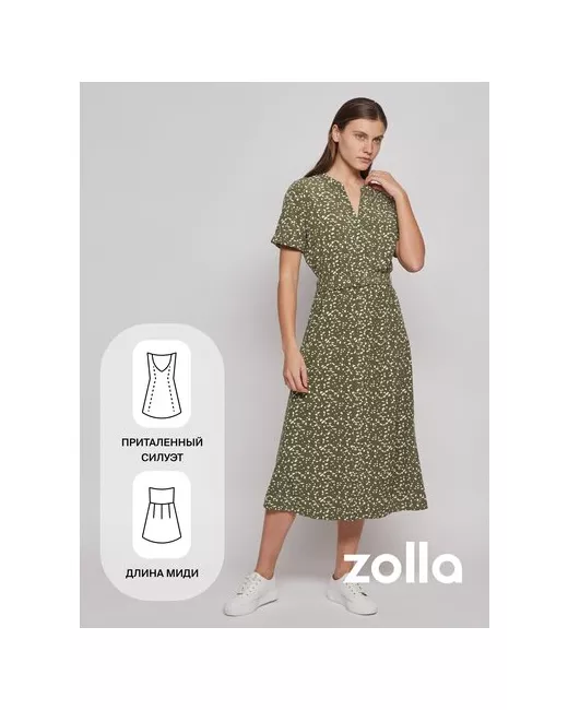 Zolla Платье-рубашка с ремнём Светло-зеленый размер M