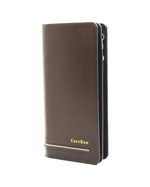 Carrken Портмоне с внутренней застежкой коричневого цвета. Бумажник для документов в подарочной коробке.