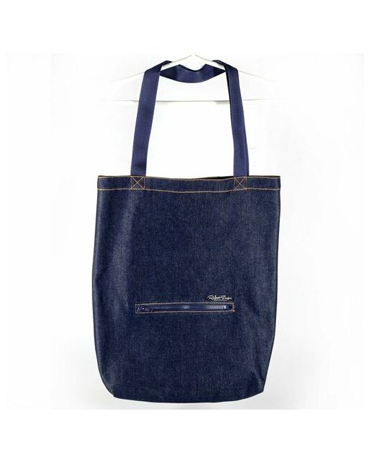 Самозанятый Вартанов Р. Ю. Джинсовая сумка-шоппер ручной работы с карманом на молнии. размер 38см х 48см