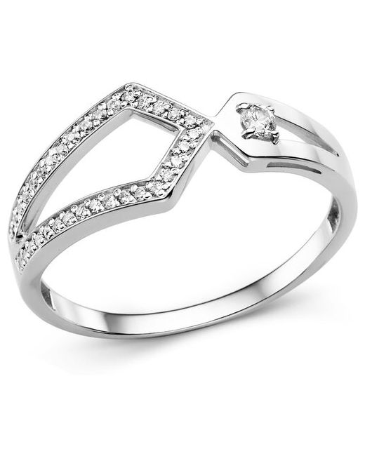 Bassco Женское серебряное кольцо с бесцветными фианитами серебро родированное 925/18 размер