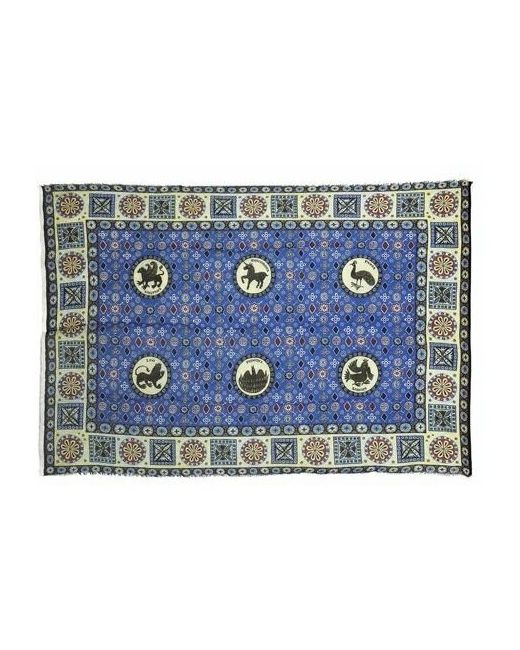 Gourji Платок Византийский бестиарий шелк 120х120 синий