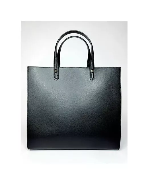 Vera Pelle Большая квадратная черная итальянская сумка формат А4 тоут из натуральной кожи Grande Borsa Quadrata original