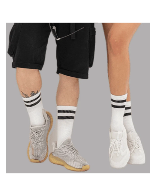 ondreeff Набор спортивных высоких белых носков с 2 полосками 5 пар Размер 41-47 Высокие носки спорт универсальный размер
