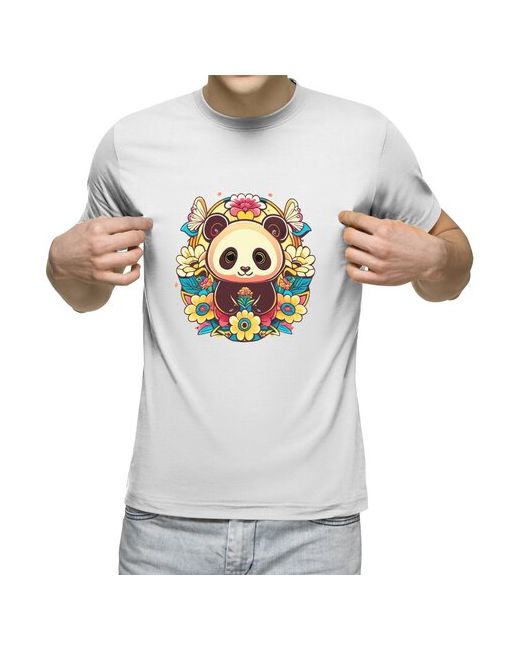 US Basic футболка Панда среди цветов и бабочек S