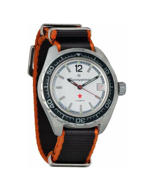 Восток наручные часы Командирские 020739-black-orange-new нейлон черный 2