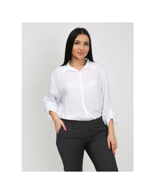 Jersy Collection Рубашка оверсайз из вискозы блузка офисная классическая с длинным рукавом больших размеров размера