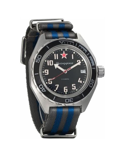 Восток наручные часы Командирские 650537-blue-grey нейлон серый