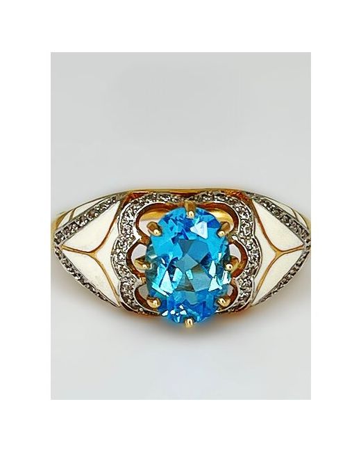 Ювелирный салон Елены Стецовой кольцо золотое 585 пробыс топазом фианитами и эмалью. Средний вес 2.48 185 размер