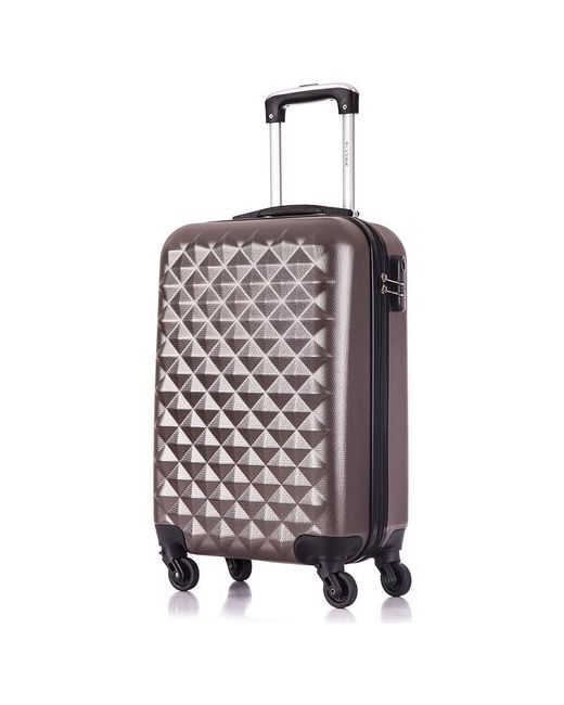 L'Case Чемодан на колесах Lcase Phatthaya. Маленький S АВС пластик. Кофейный дорожный чемодан колесиках для путешествий и поездок.