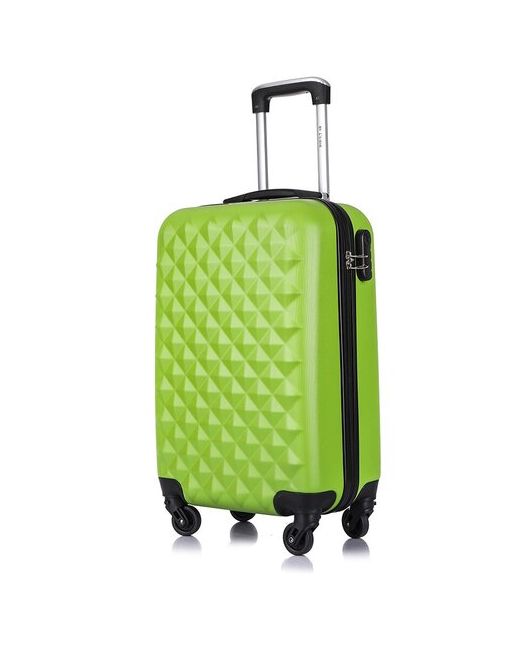 L'Case Чемодан на колесах Lcase Phatthaya. Маленький S АВС пластик. Зеленый дорожный чемодан колесиках для путешествий и поездок.