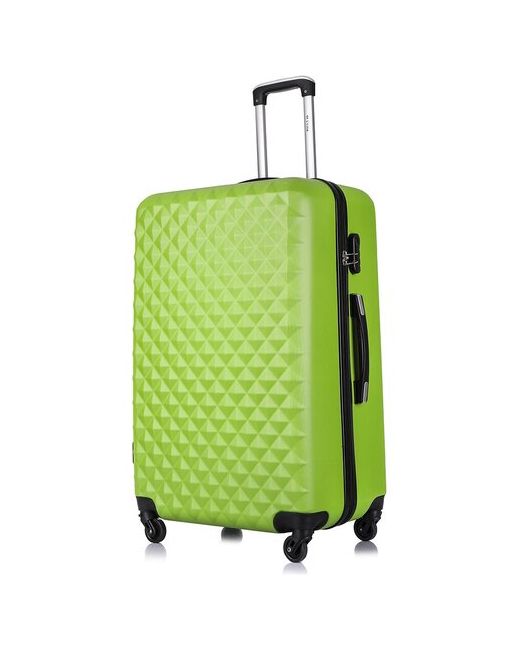 L'Case Чемодан на колесах Lcase Phatthaya. Большой L АВС пластик. Зеленый дорожный чемодан колесиках для путешествий и поездок.