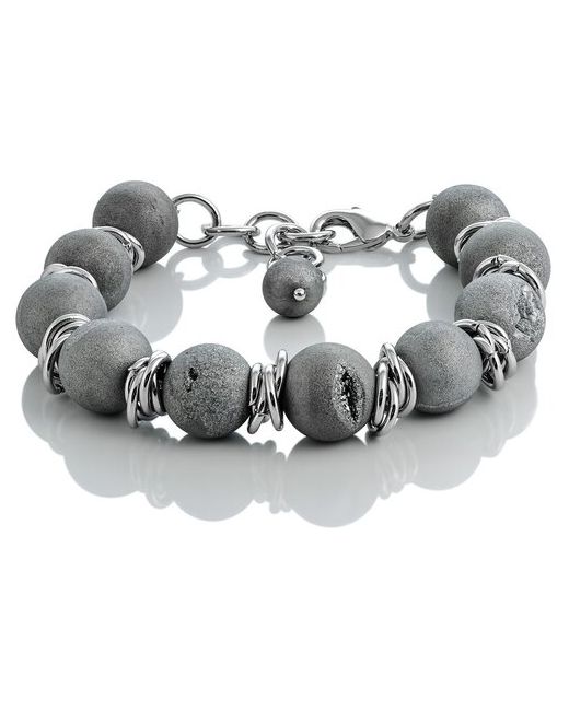 L'Attrice Дизайнерский браслет на руку с крупными натуральными камнями серого агата