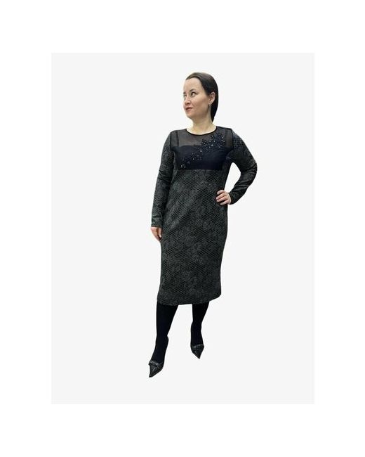 Lvica Shop Платье праздничное темно-серого цвета с красивыми вбитыми узорами р-р 50-52