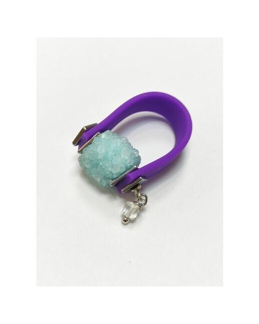 myartofstones Кольцо с камнем кварц голубой кристалл на фиол каучуке 19й р