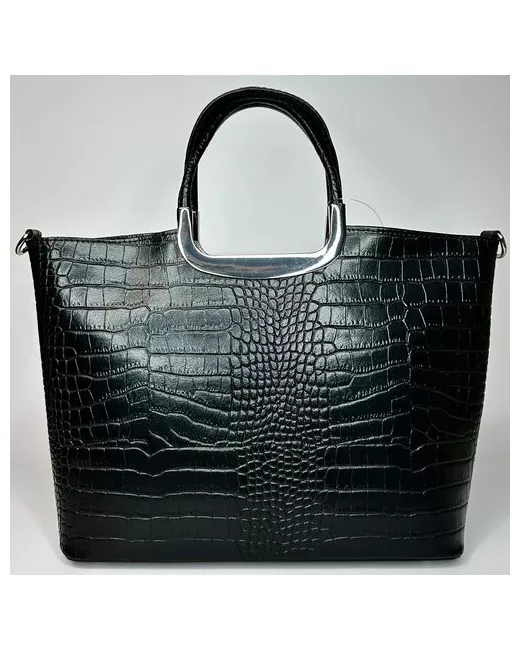 Vera Pelle деловая винтажная жесткая сумка тоут из натуральной кожи с тиснением под крокодила