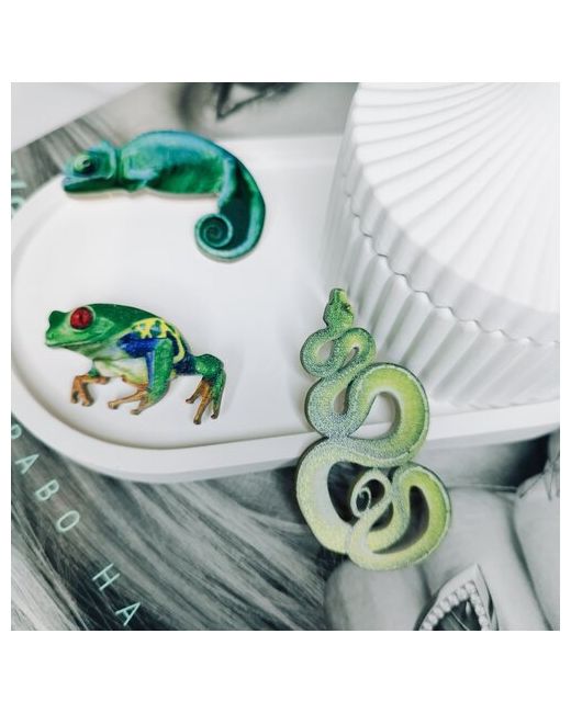 Россия Броши креативные стильные для унисекс лягушка змея хамелион набор 3 штуки