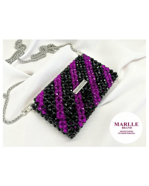 Marlle сумка клатч из бусин ручной работы в подарочной упаковке черно-фиолетовый